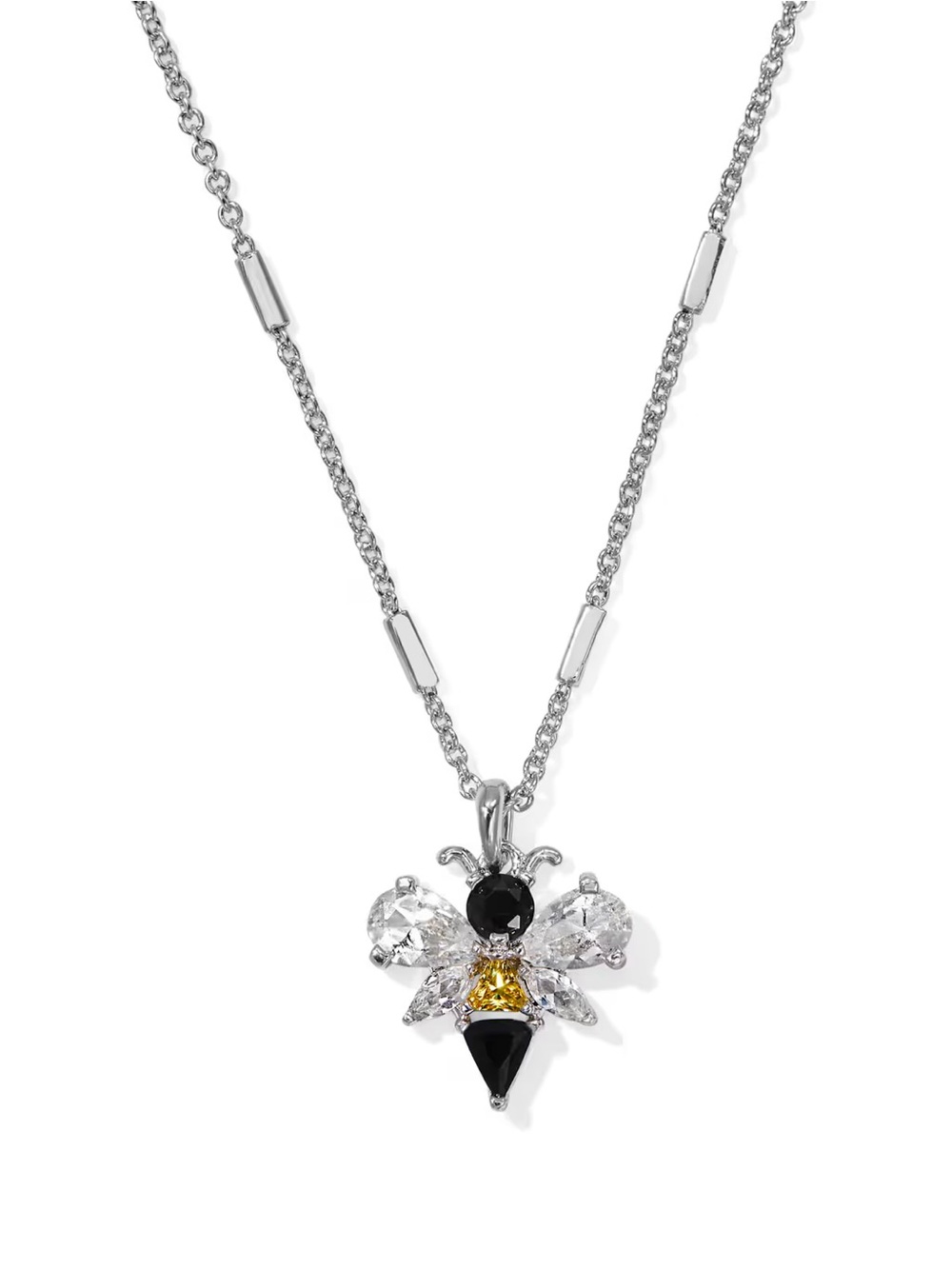 Kendra Scott Silver Floral Pendant Necklace with Black and Yellow Stones - Picture 4 of 5